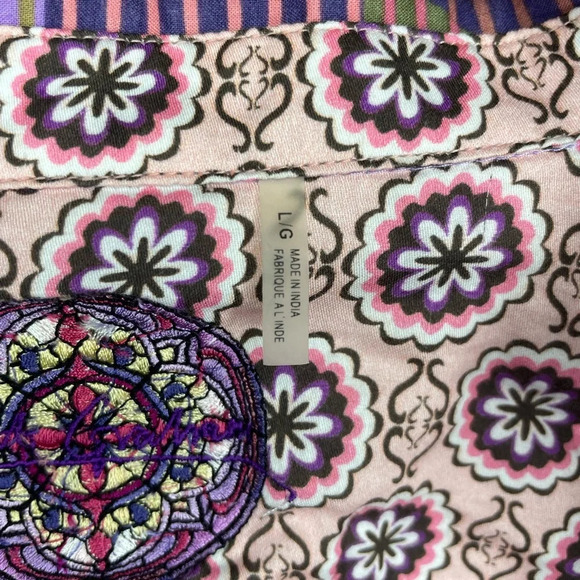 ROBERT GRAHAM Abstract Striped Button Up Shirt Women’s Size Large Purple Pink - Picture 10 of 13